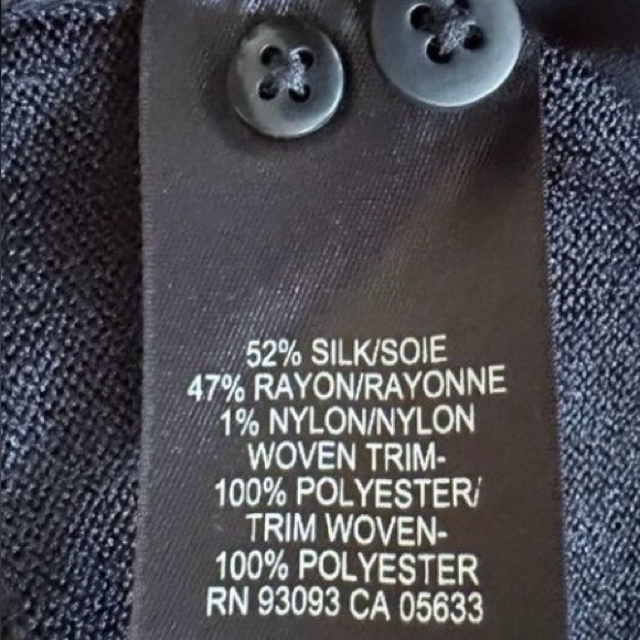 NIC ZOE Black Sheer Silk Blend Button Front Long Cardigan Size M - Picture 7 of 9